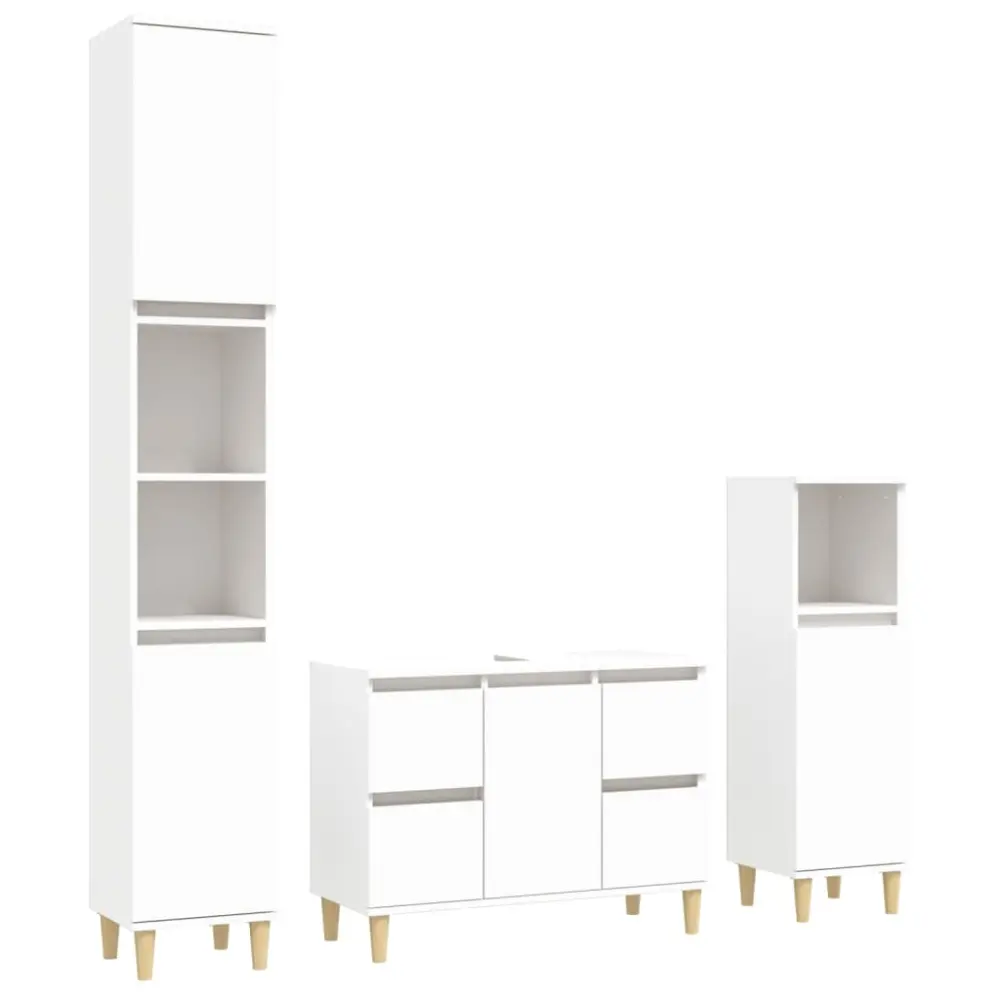 Portarrollos de Baño vidaXL juego de muebles de baño 3 pzas madera contrachapada blanco