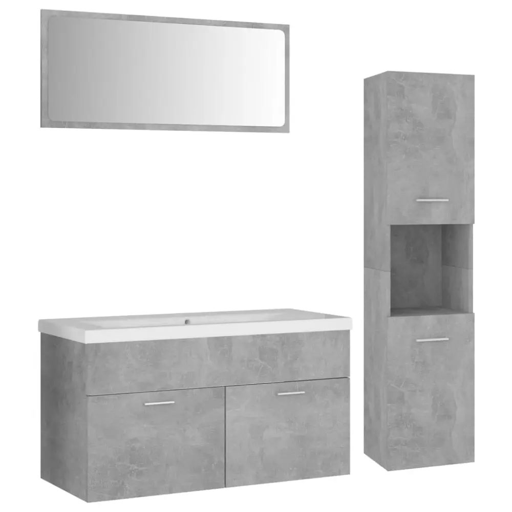 vidaXL juego de muebles de baño madera de ingenierí gris hormigón Set de 4 Piezas