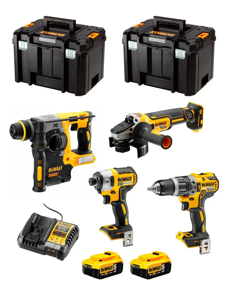 Kit Dewalt con 4 Herramientas + 2bat 5Ah + cargador + 2xTSTAK VI DCK487P2 | Certificado CE
