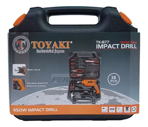 KIT TALADRO ELECTRICO C/ ACCESORIOS 38 PCS "TOYAKI" Ligero y Portátil