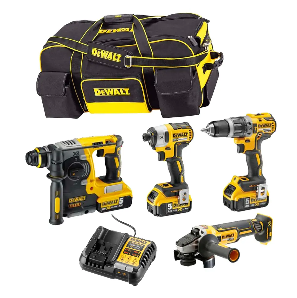Power Kit Dewalt Martillo + Taladro + Amoladora + Atornillador Impacto DCK433P3 Velocidad Variable