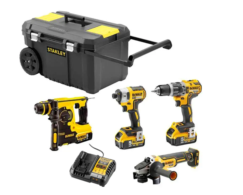 Sierra de Calar Power Kit Dewalt Martillo + Taladro + Amoladora + Atornillador Impacto DCK435P3