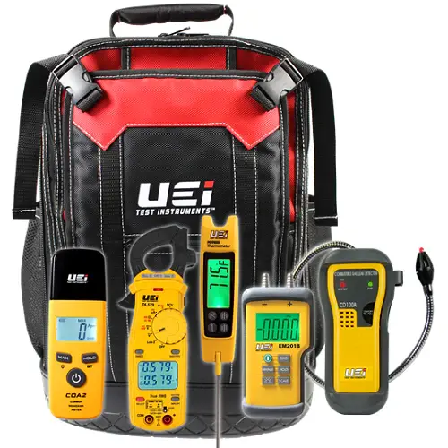 Gas Furnace Installation Kit including Clamp Meter, Manometer, Leak Detector, CO Detector, and Thermometer 521KIT para Afi...