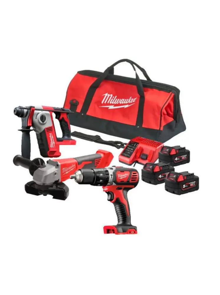 Kit Fontanerí 3 herramientas + 2bat 4Ah + bat 5Ah + cargador M12-128 C + Bolsa Milwaukee M18 BPP3D-543B para Inodoro de M...