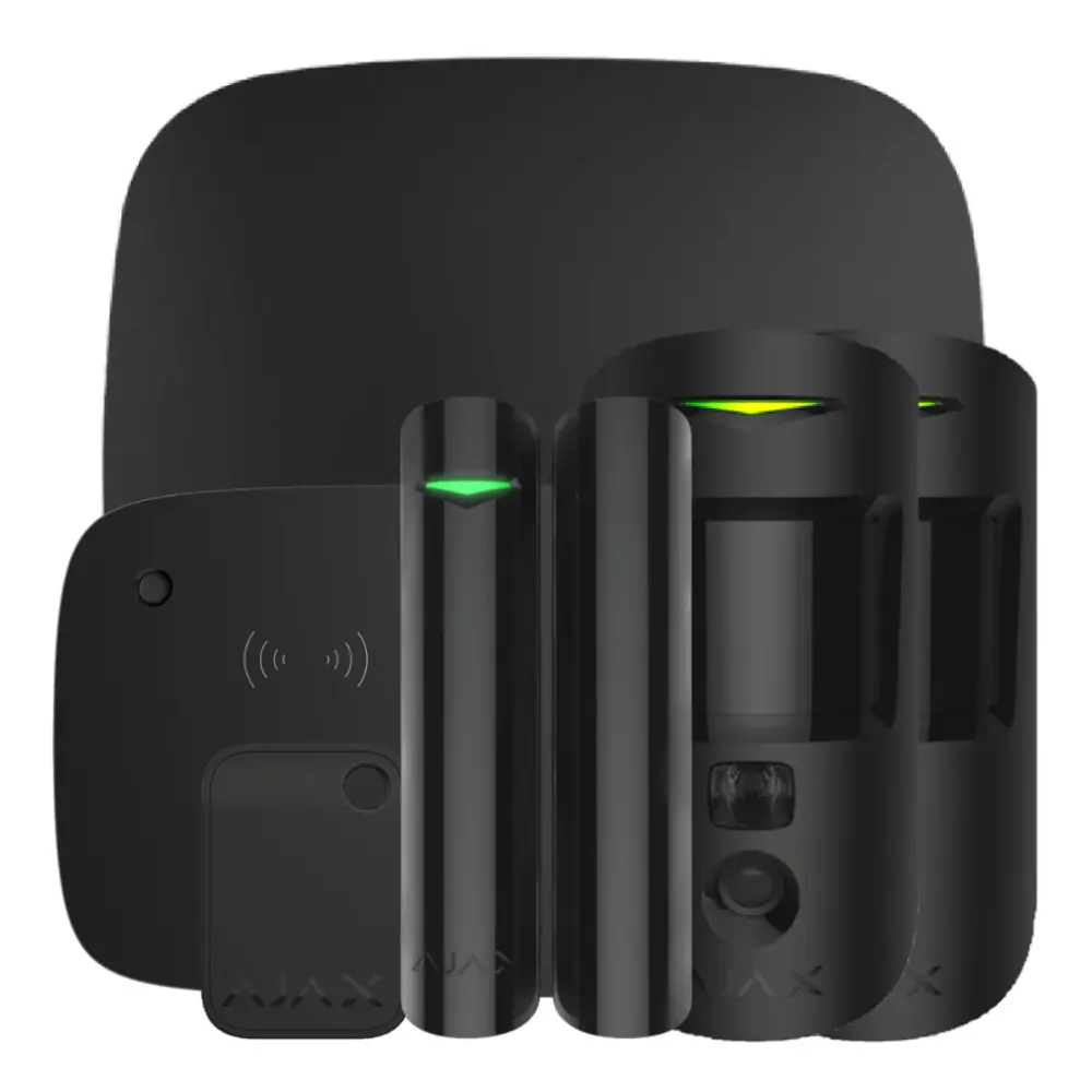 Máscara de Gas Kit Ajax negro. Hub 2 4G + 2MotionCam + DoorProtectPlus + KeyPadCombi + Tag