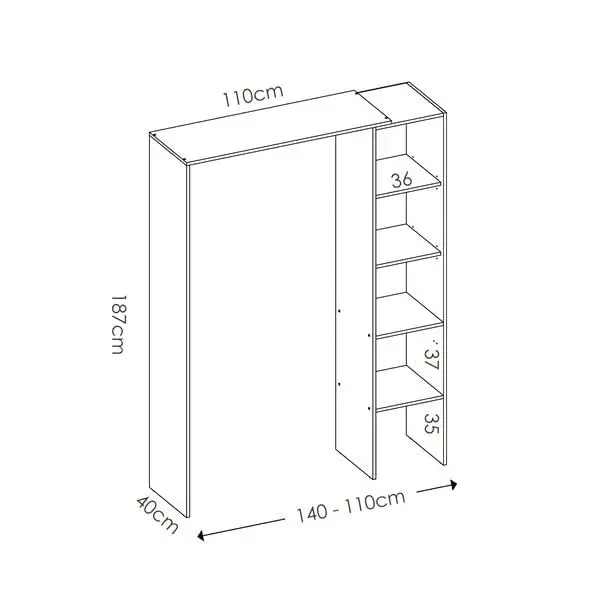 Suministros Profesionales Kit vestidor Suit 03K137 blanco 187 x 140 x 40 cm
