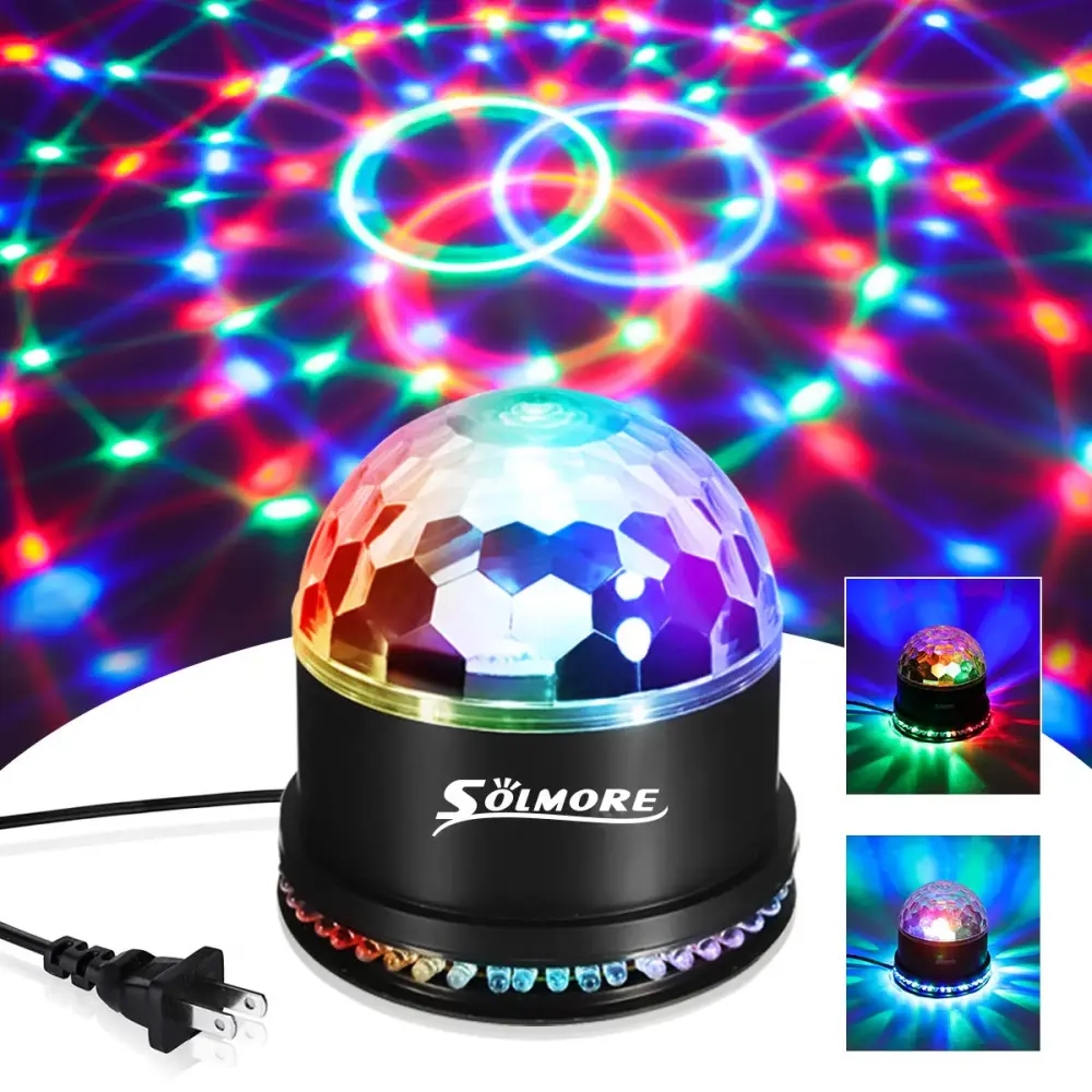 Luces de bola de discoteca, luces de fiesta LED RGB activadas por sonido SOLMORE 12W con Sensor de Movimiento