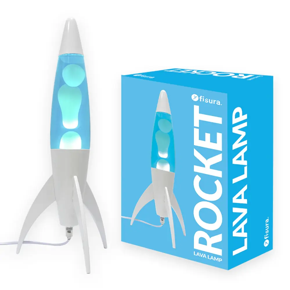 Decorativo LED Lámpara de lava rocket azul