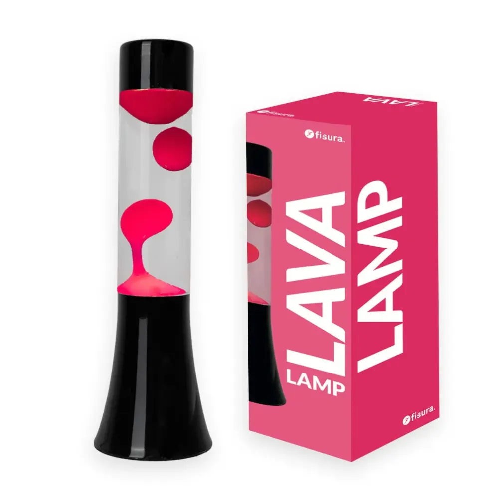 Lámpara de lava rosa de 30 cm con base negra para Niños