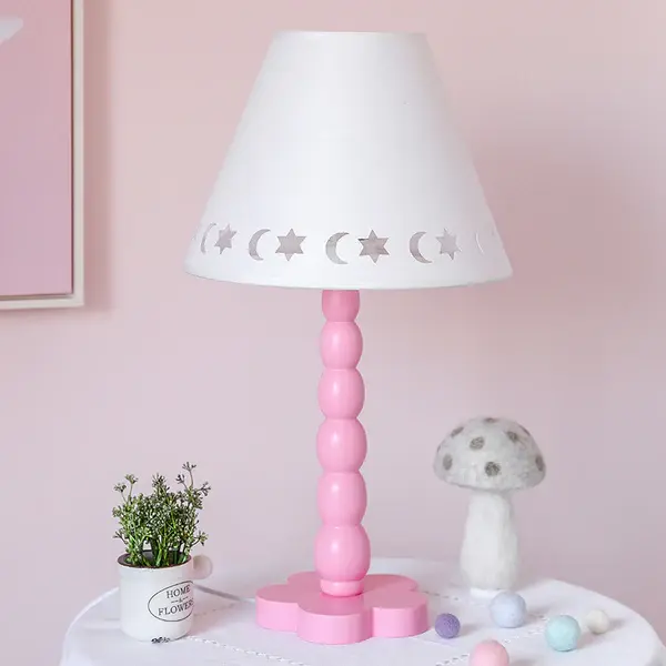 Pantalla Decorativa Lámpara de mesa en forma de cono para niños, luz nocturna de tela con 1 luz para dormitorio con dise...