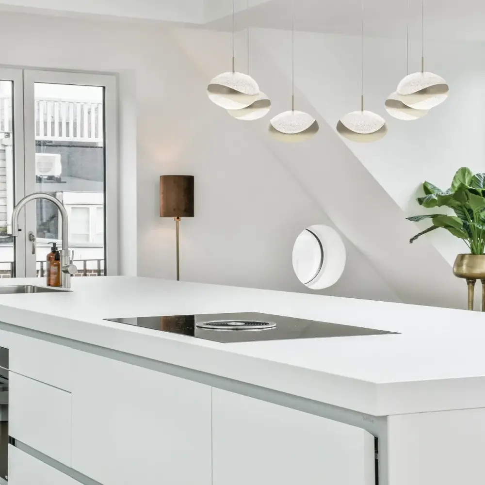 Lámpara de techo Planett Lumit 48W 3600 lm altura regulable hueso 65x30 cm