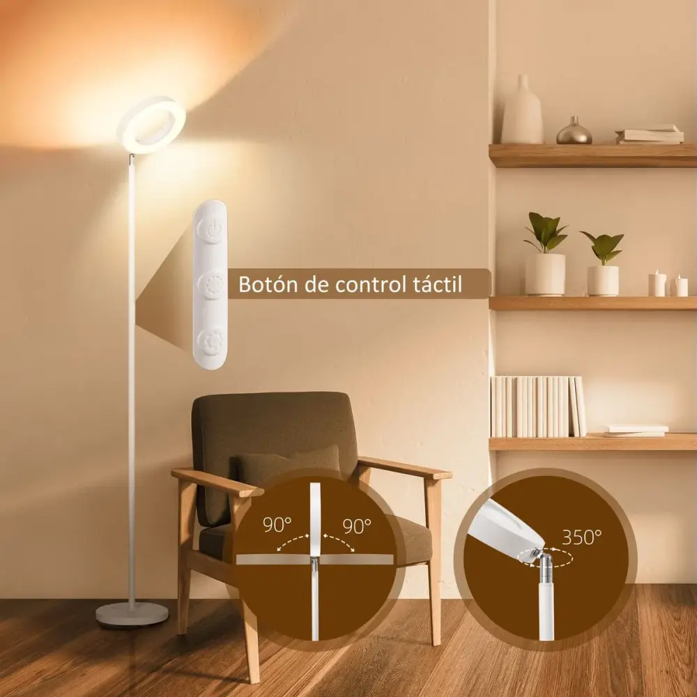 Lámpara de pie Anna Homcom con Wifi LED regulable blanco Ø25x168 cm en Blanco Mate