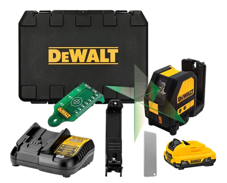 Nivel Laser Línea Cruzada Verde Dewalt DW088LG 12V 30/50M Kit Completo con Accesorios