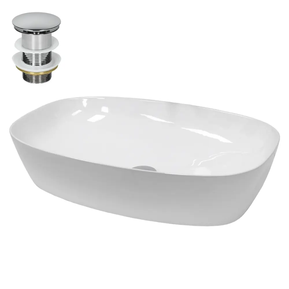 Lavabo cerámico ovalado 350 x 205 x 125 mm blanco ecd germany