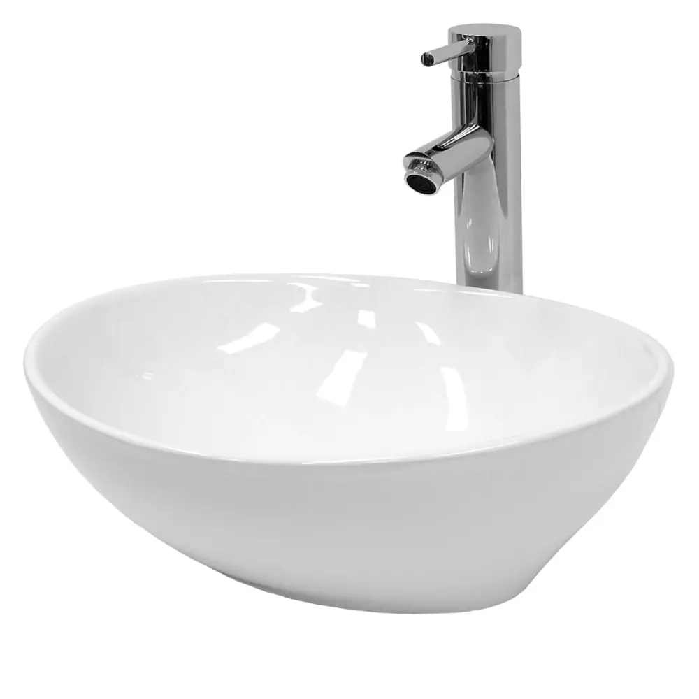 Lavabo cerámico ovalado 410 x 330 x 142 mm blanco