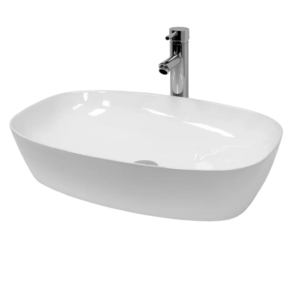 Lavabo cerámico ovalado con agujero 350x205x125 mm blanco ecd germany