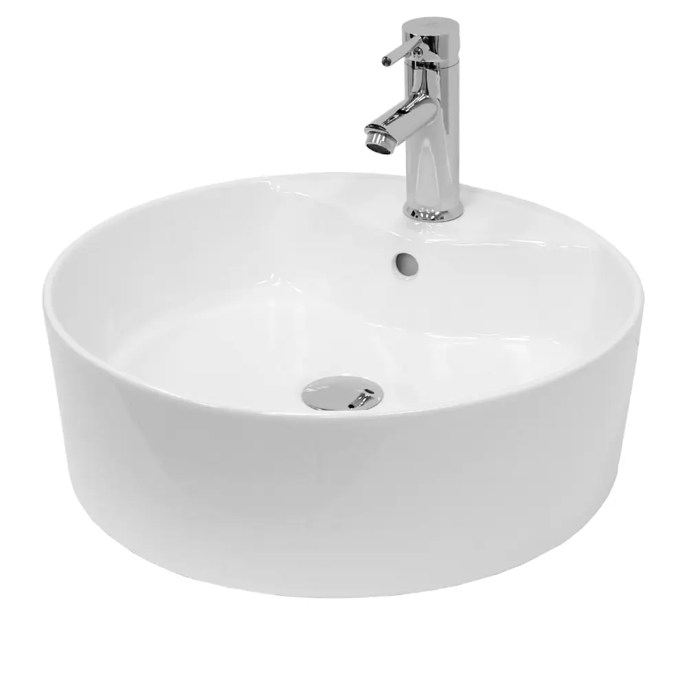 Lavabo cerámico redondo 460 x 460 x 155 mm blanco