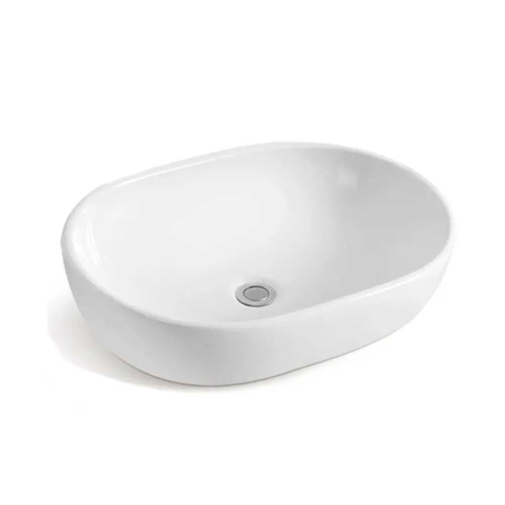 Lavabo consolle ovalado 59.5x42 blanco en cerámica BathCore línea Alba