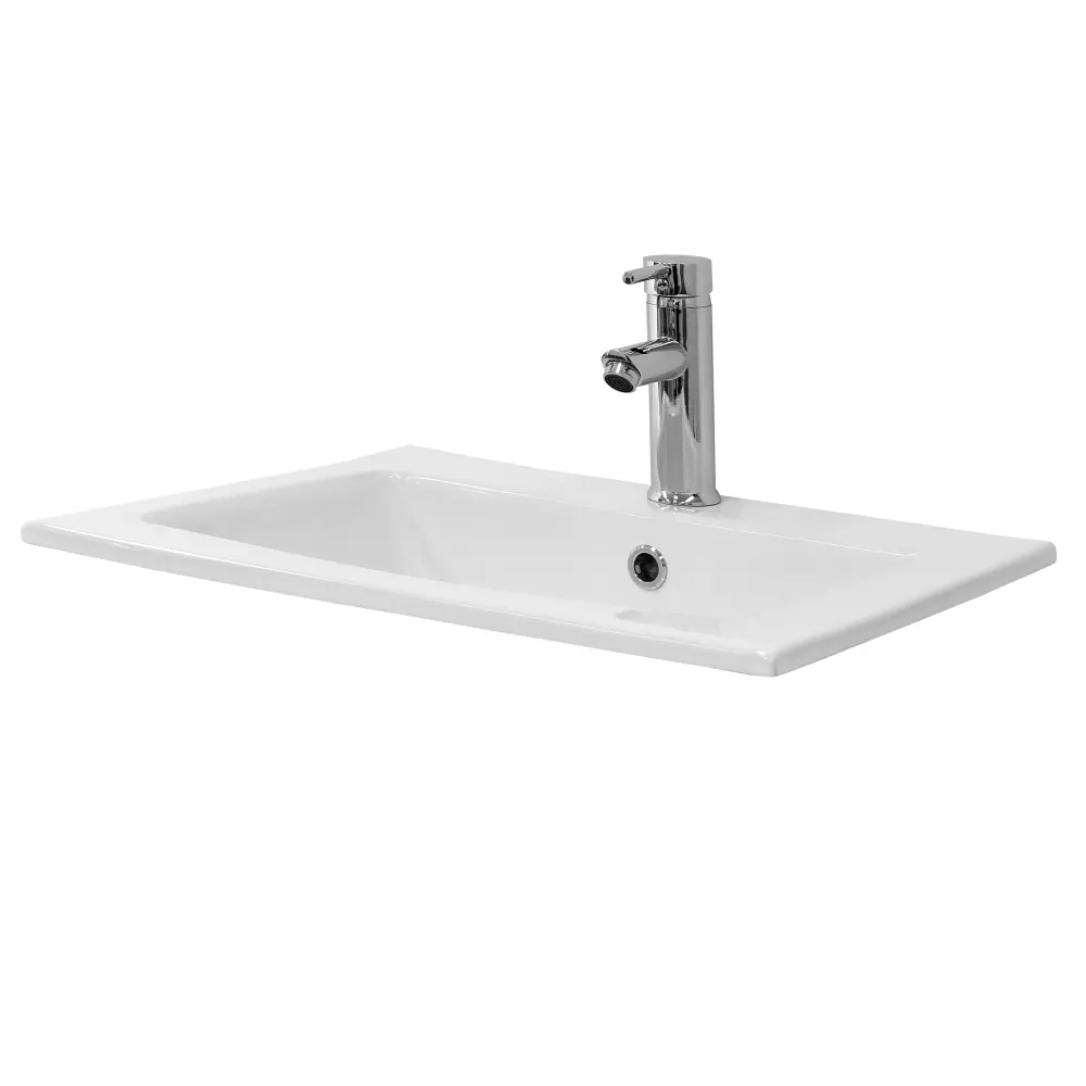 Lavabo cuadrado 45x22,5x42cm ceramica blanca deslumbrante