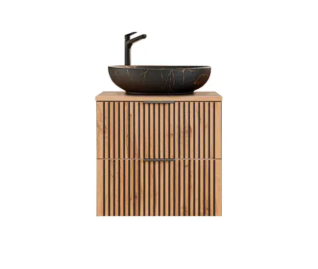 Mueble lavabo individual 60cm Gaia Madera y Negro - Lavabo Negro