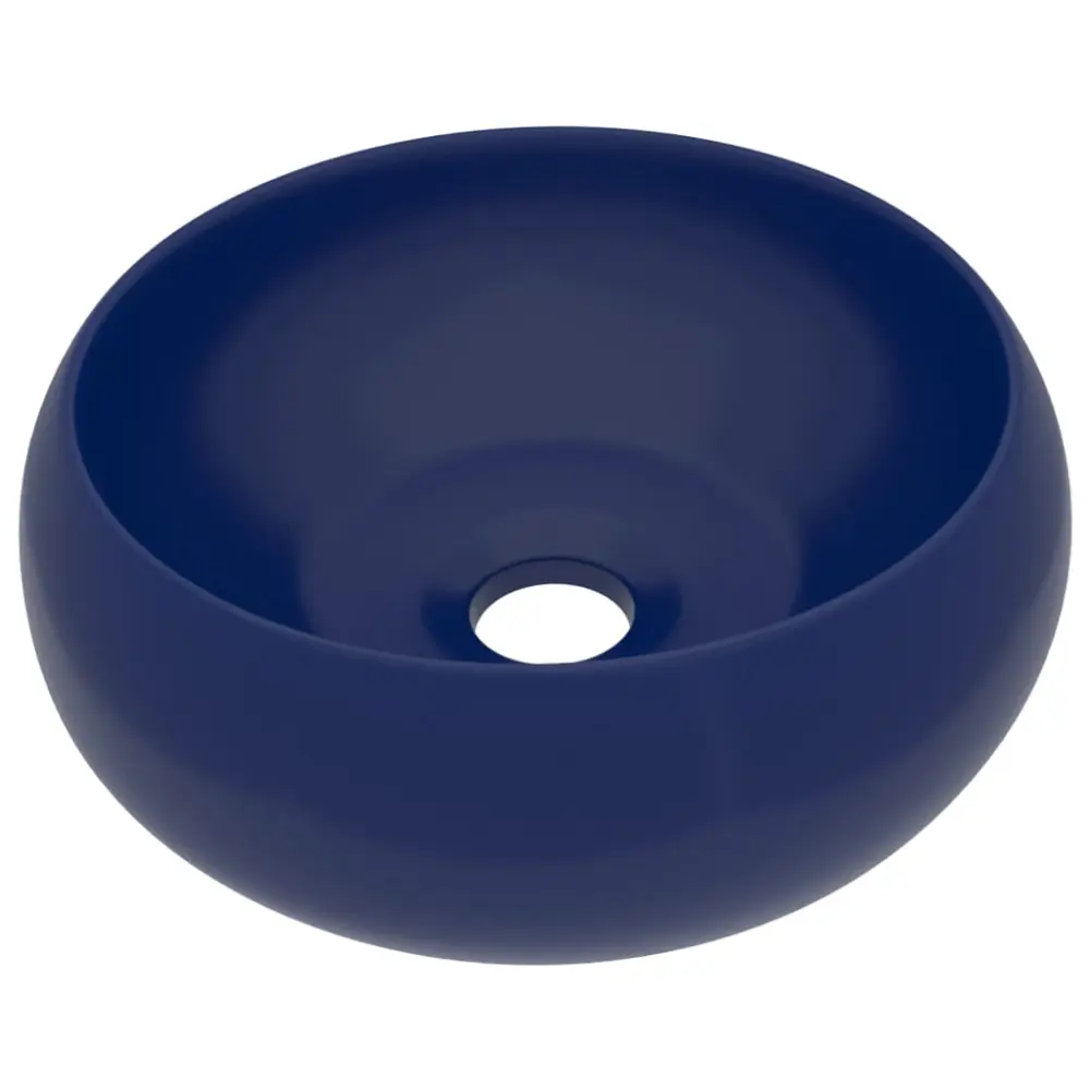 vidaXL lavabo de lujo redondo cerámica azul turbio mate 40x15 cm