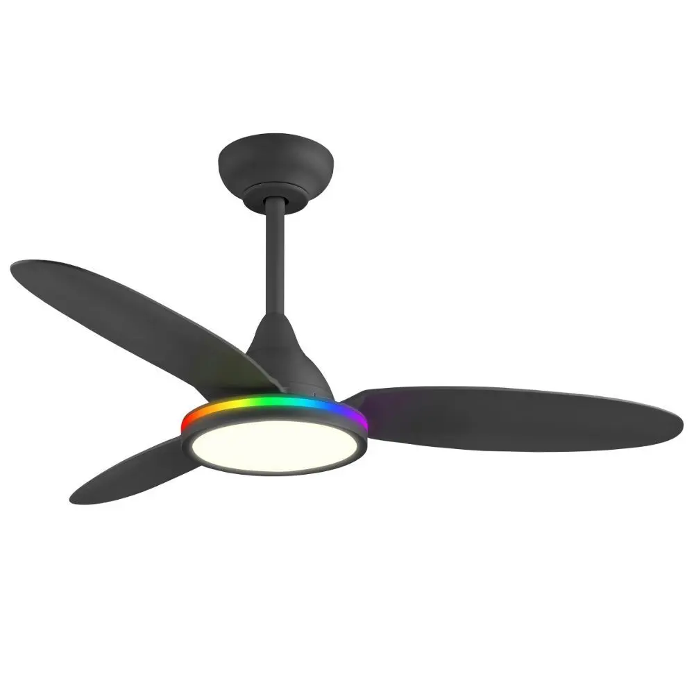 Lámpara de Cristal Ventilador de techo mahon negro cct regulable 107cm