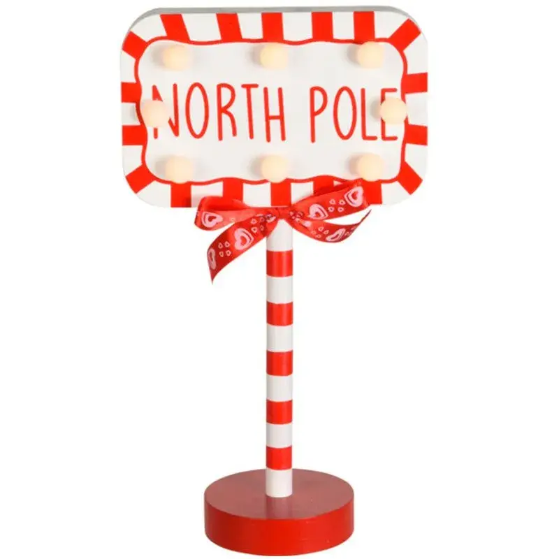 Luz de Ambiente Letrero North Pole 8 luces LED rojo/blanco 28 cm