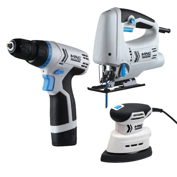 Lote atornillador + sierra de calar + lijadora delta mac allister mac_allister