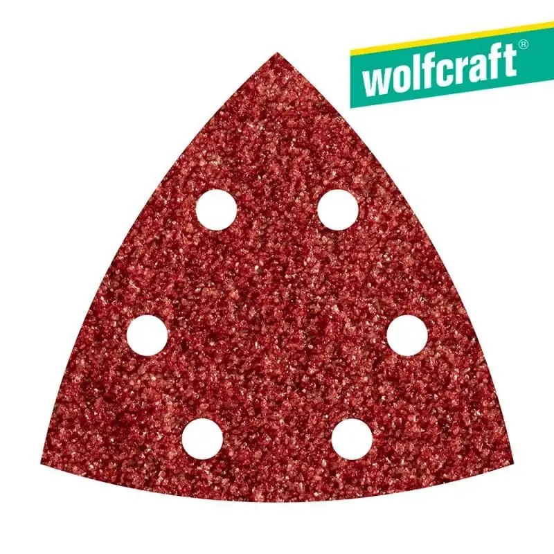 Pack 5 hojas abrasivas adhesivas corindón, grano80 delta 95mm 1852000 Wolfcraft
