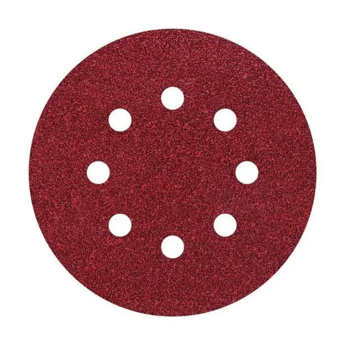 Pack 5 hojas de lijar adhesivas, corindón grano 120 perforadas ø125mm Wolfcraft