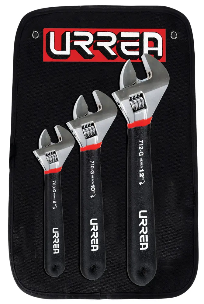 Juego de 3 Llaves Ajustable Caucho Grip, Urrea 795G