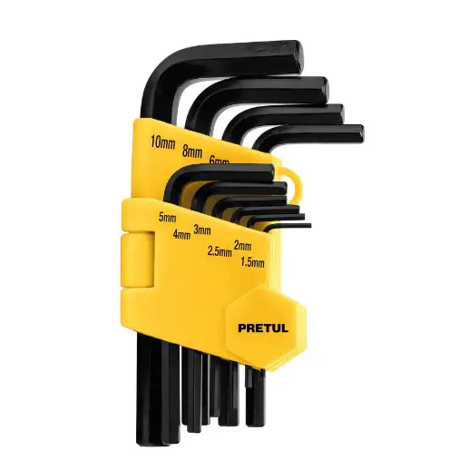 Juego de 10 llaves allen milimétricas c/organizador, pretul