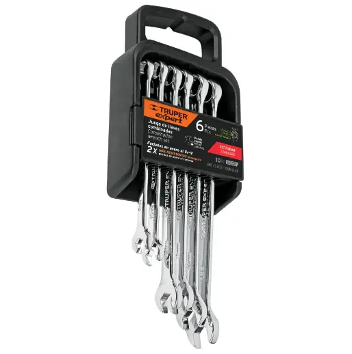 Juego de llaves combinadas, 6 piezas, pulidas