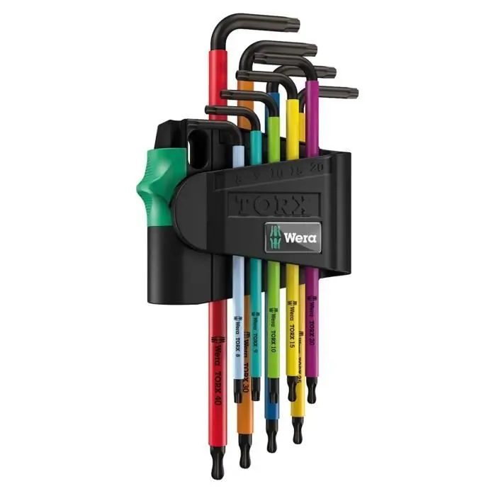 Llaves macho torx - wera - multicolores - juego de 9 piezas - cuerpo enfund