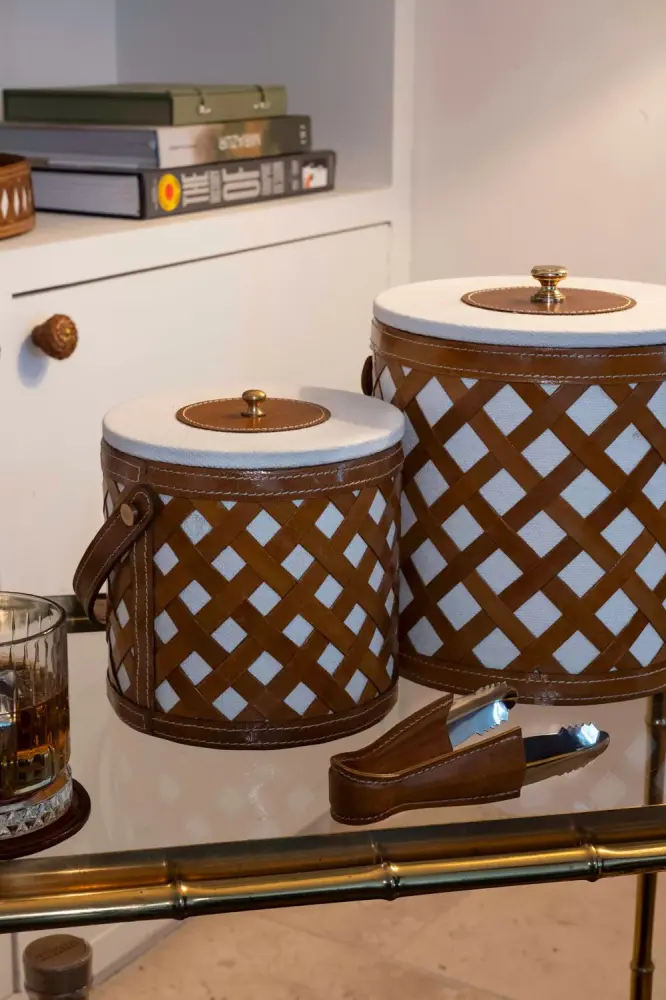 Cubitera Con Diseño Entramado De Cuero Y Tela Pequeñ para Carga de Camión