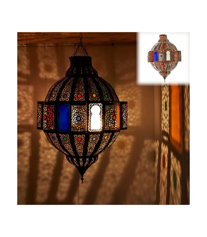 Aplique para Espejo Lámpara Esmeralda Calada - Ventanas Colores - 75 cm - Calidad