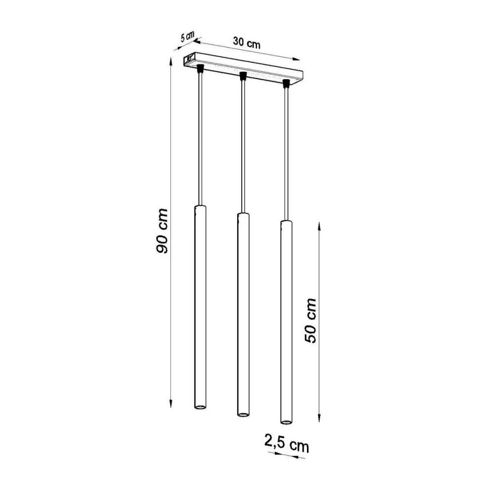Lámpara de techo Pastelo 3 diseño minimalista 3 focos 90x30x5 cm con Dimmable Integrado