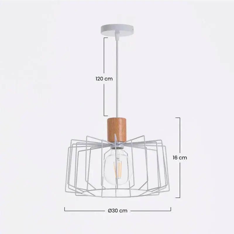 Lámpara de techo Wielun 7hSevenOn Deco E27 blanco/natural Ø30x16 cm