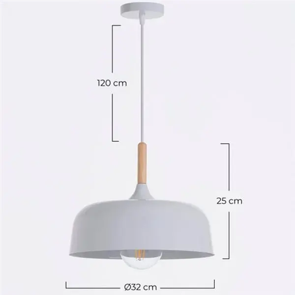 Lámpara de techo Pulawi 7hSevenOn redonda blanco Ø32x25 cm con Cable y Roseta