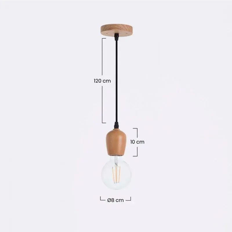 Lámpara de techo Losice 7hSevenOn Deco E27 natural/negro Ø8x10 cm con Cadena Ajustable