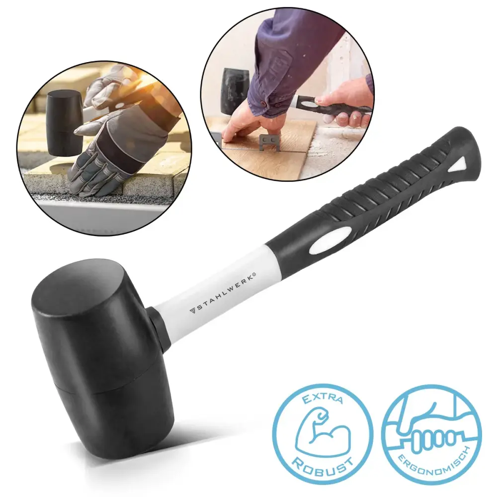 Hammer de goma de acero con 680 g de cabeza de martillo de goma completa | Martillo de ensamblaje de alta calidad con mang...