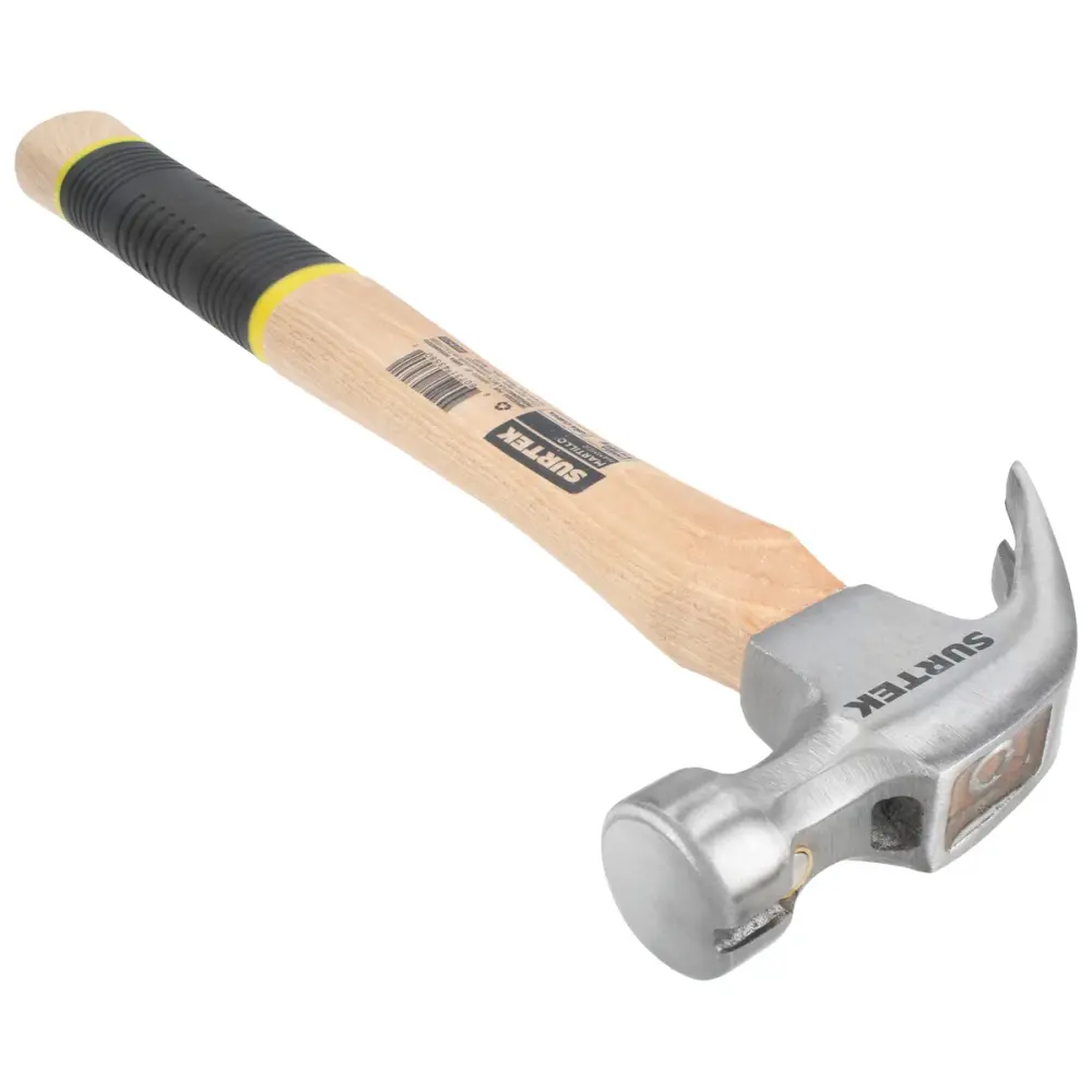 Martillo de uñ curva pulido con mango de madera, 8 oz Surtek