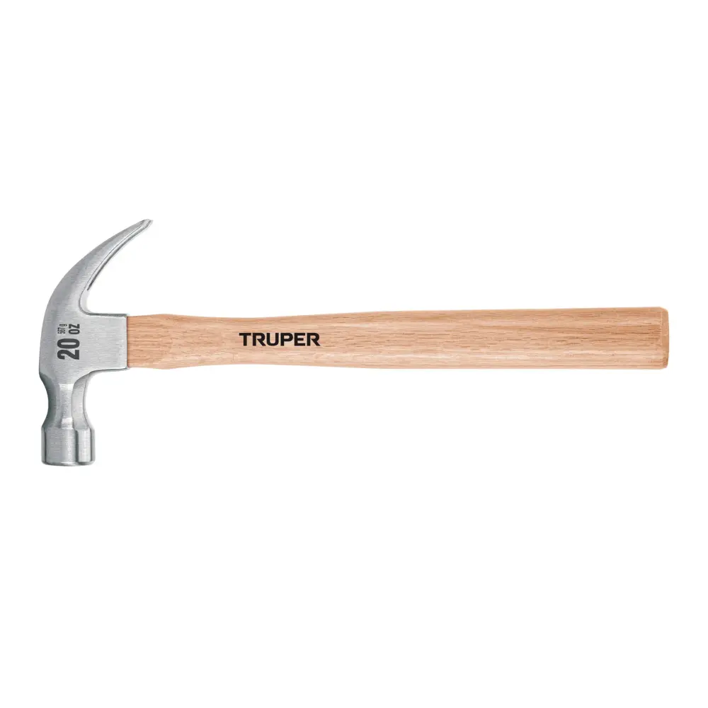 Martillo Pulido, 20 Oz, Uñ Curva, Mango Madera, Truper 16753