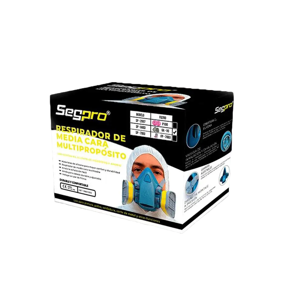 Respirador De Media Cara Con Cartuchos Kirsm Sp6003 Segpro
