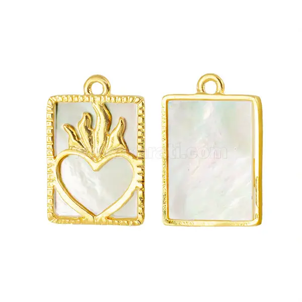 Dije Chapa c/Madre Perla Sagrado Corazón 24x16mm Dorado