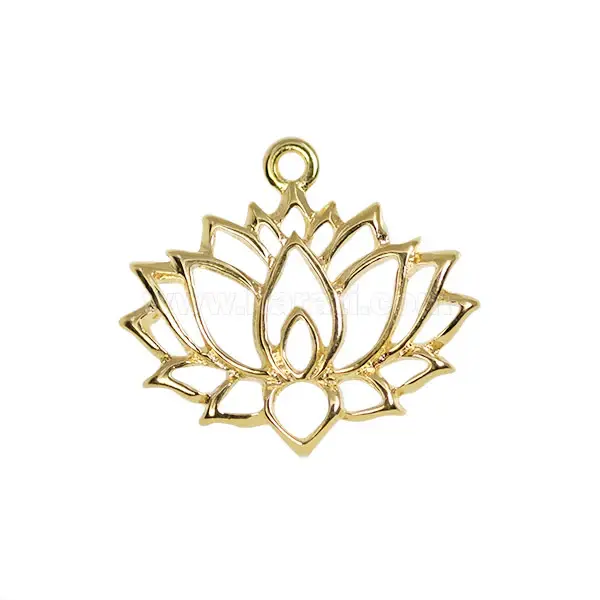 Dije Chapa Naturaleza Flor de Loto Calada 21x24mm Dorado Deslumbrante