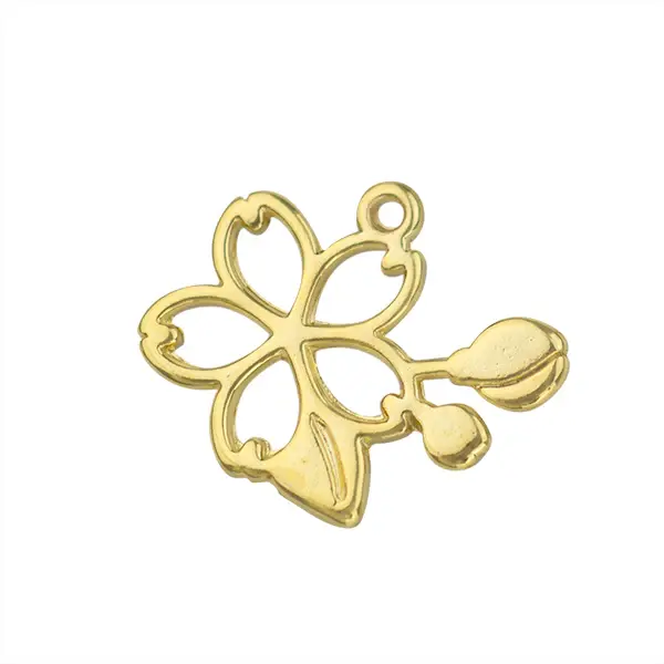 Dije Chapa Flor 17x21mm Dorado