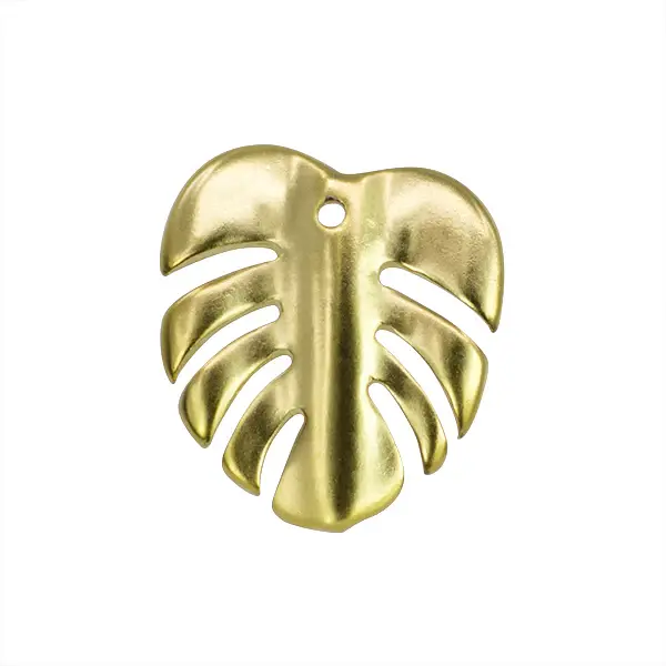 Dije Chapa Hoja 24x22mm Dorado Satinado