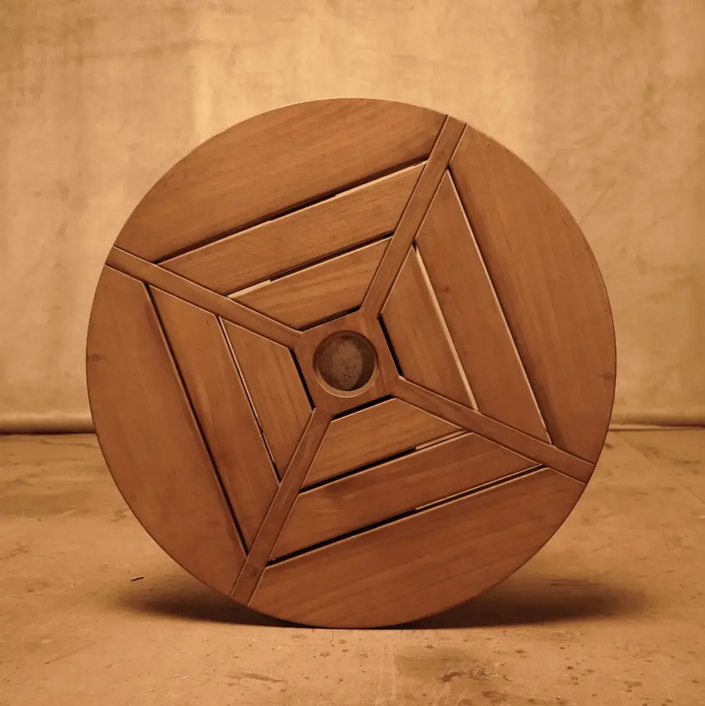 Tablero redondo de madera de teca 60cm – Estilo rústico auténtico