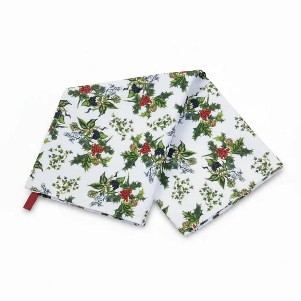 Digital Avanzado Trapo de algodón diseño " Acebo y la Hiedra"